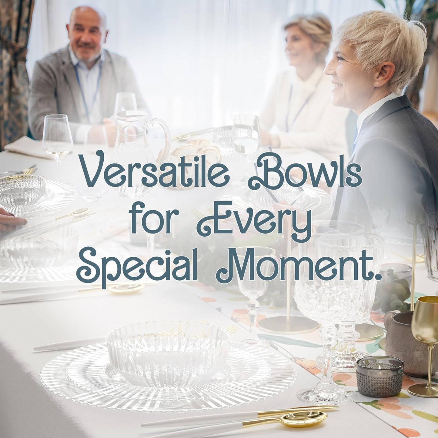 Exquisite Clear Plastic Bowls Disposable - 16 Oz - 20 Count - Disposable Soup Bowls - Great for Weddings Parties And Formal Occasions