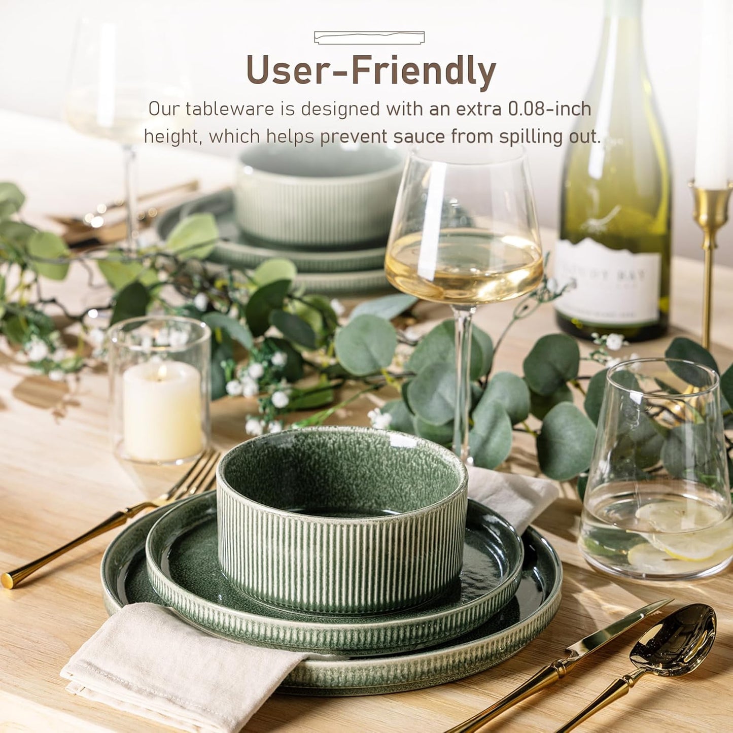 GBHOME Stoneware Dinnerware Sets for 4,Round Reactive Glaze Ceramic Plates and Bowls Set,Highly Scratch Resistant| Dishwasher & Microwave Safe Dishes Set,Service for 4(12Pcs)