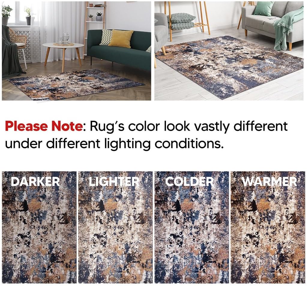 Keen Home Design Area Rugs - 6x9 Non-Shedding, Abstract Rugs for Kitchen, Living Room, Bedroom, Dining Room, Entryway - Size: 5'11" x 9'2", Multi