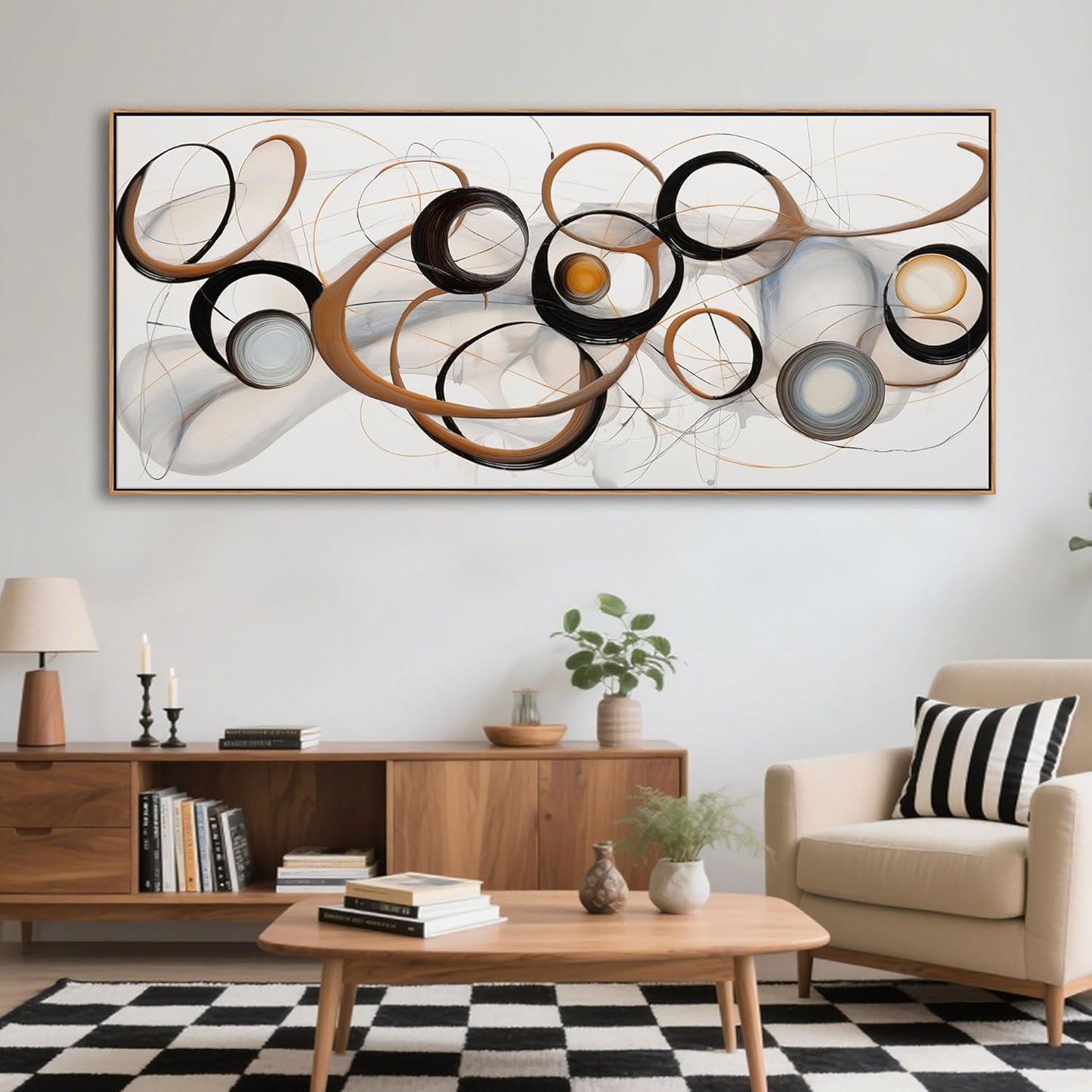 Large Framed Wall Art Living Room Wall Decor Framed Abstract Canvas Wall Art Bedroom Wall Decor Above Bed Office Decorations for Work Modern Artwork Wood Frame 31×70IN