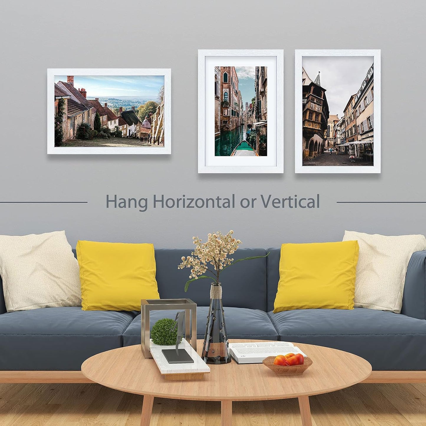 VCK 13 by 19 Poster Frame in White with Polished Plexiglass Set of 5 Horizontal and Vertical Formats with Included Hanging Hardware