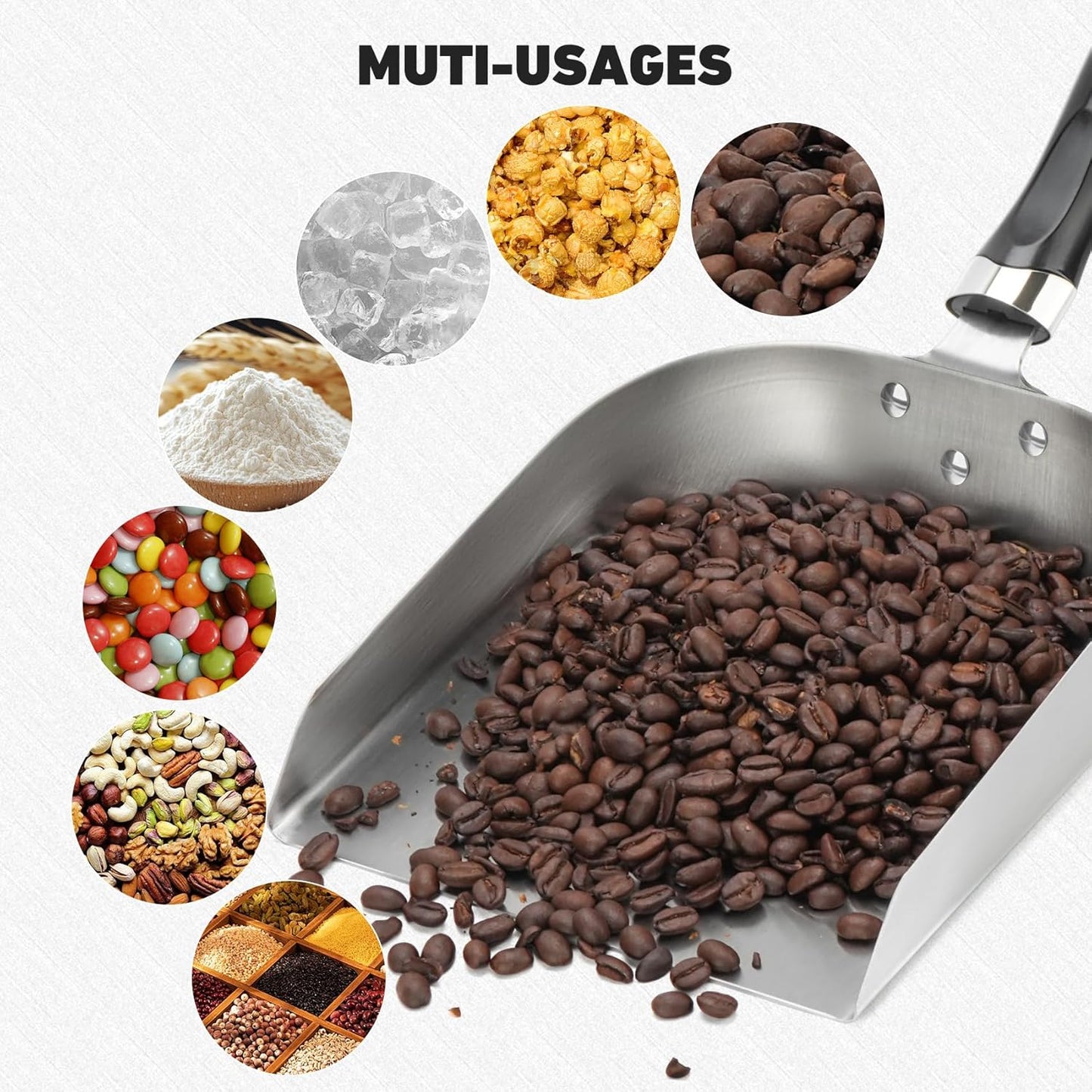 onlyfire Stainless Steel Grill Scoop Griddle Spatula for Flat Top, Large Food Mover Smash Burger Shovel Grilling Accessories for Stiring Fry, Cooking and Moving Food, 7“