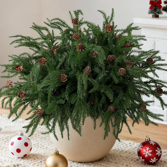 Artificial Norfolk Pine Stems for Christmas Decorations, 10 Pcs 18 inch Fake Pine Cone Branches for Vases Garland Real Touch Faux Greenery Evergreen Plants for Xmas Home Decor Indoor Winter