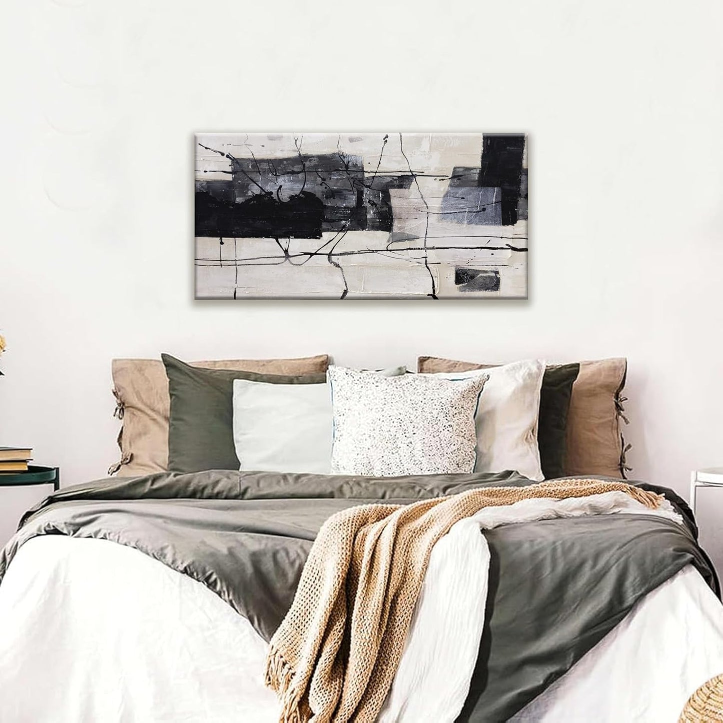 Black And White Abstract Wall Art Small Size Home Decor Artwork abstract wall decor Modern Minimalist Canvas Art Wall Decor Bedroom Office Wall Decor 20"X40"