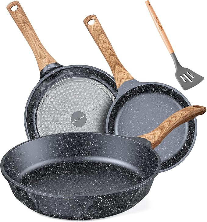 Non-stick Die-cast Deep Frying Pan Set Skillet Set Egg Omelette Pan (3)