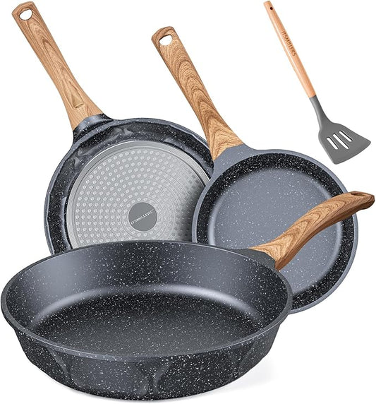 Non-stick Die-cast Deep Frying Pan Set Skillet Set Egg Omelette Pan (3)