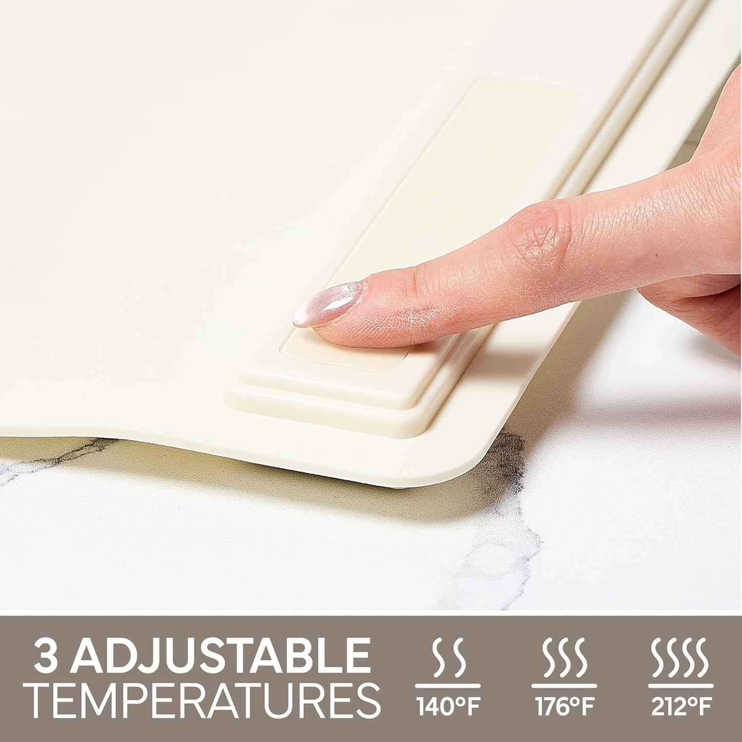 COOK WITH COLOR 350W Electric Food Warming Mat - Portable Food Warmer Tray with Adjustable Temperature, Fast 60-Second Heating, Auto Shut-Off, Rollable Silicone Pad for Parties & Everyday Use, Cream