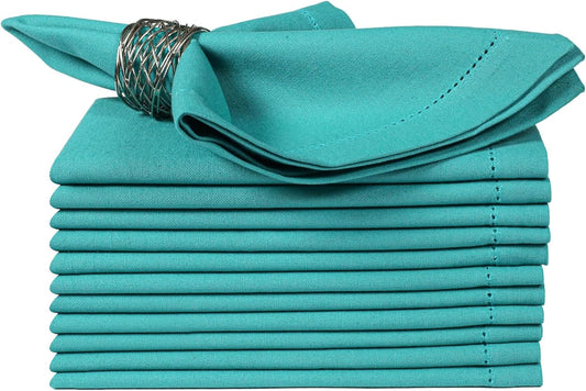 Linen Cotton Cloth, Set of 12, 18x18, Machine Washable,Hemstitched Cotton Dinner, Wedding Napkins, Elegant & Durable – Latigo Bay