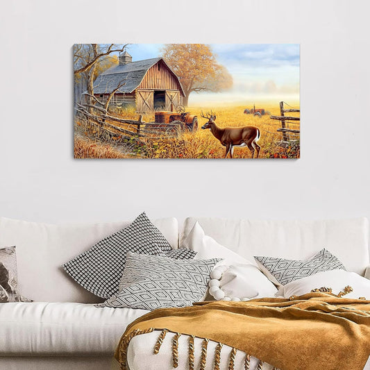 JEAWA Animal Canvas Wall Art Decor - Deer Canvas for Wall Decor, Farm Artwork Decor, Large Wall Art for Living Room Bedroom Bathroom, 20x40 IN