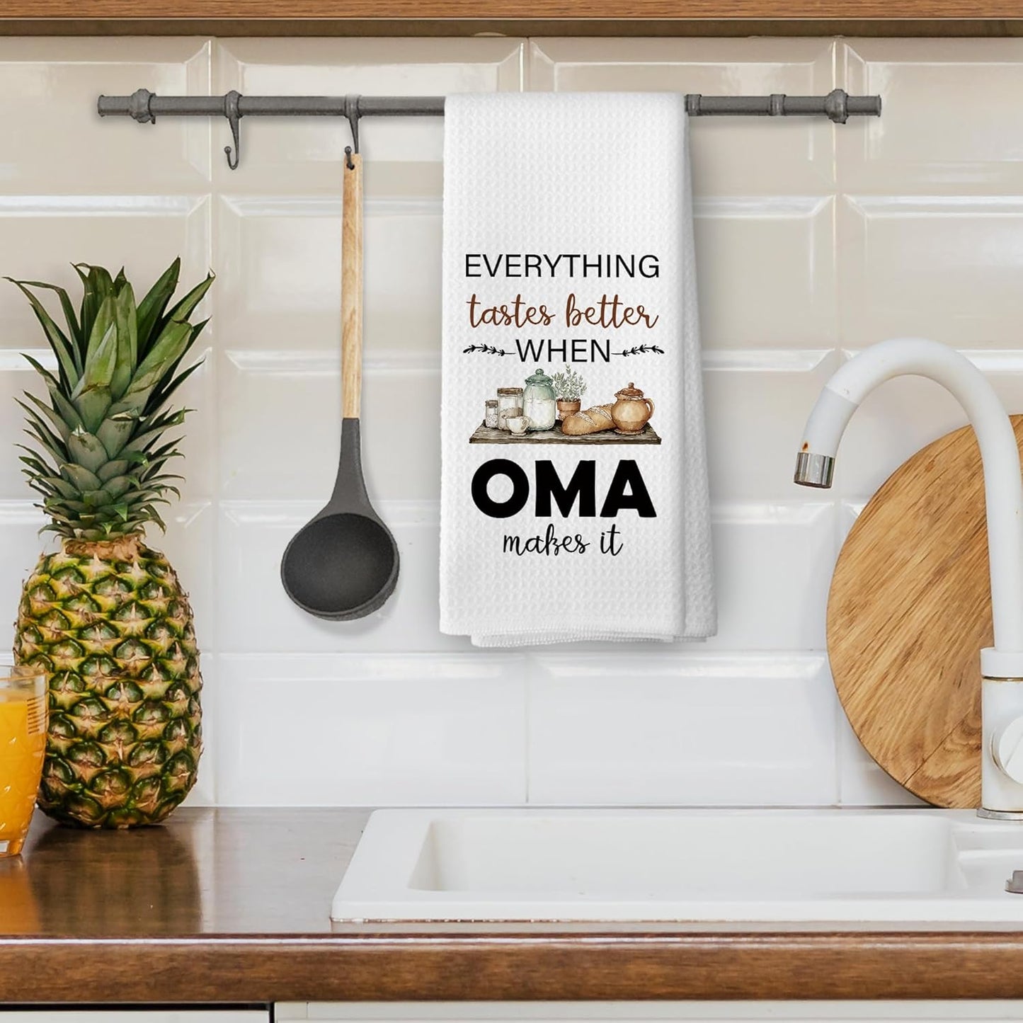 Oma Gifts Kitchen Dish Towels, Grandma Grandmother Gifts for Women from Grandsons Grandchildren, Watercolor Cooking Utensils Hand Towels Kitchen Tea Towels Decorations, 16x24inch