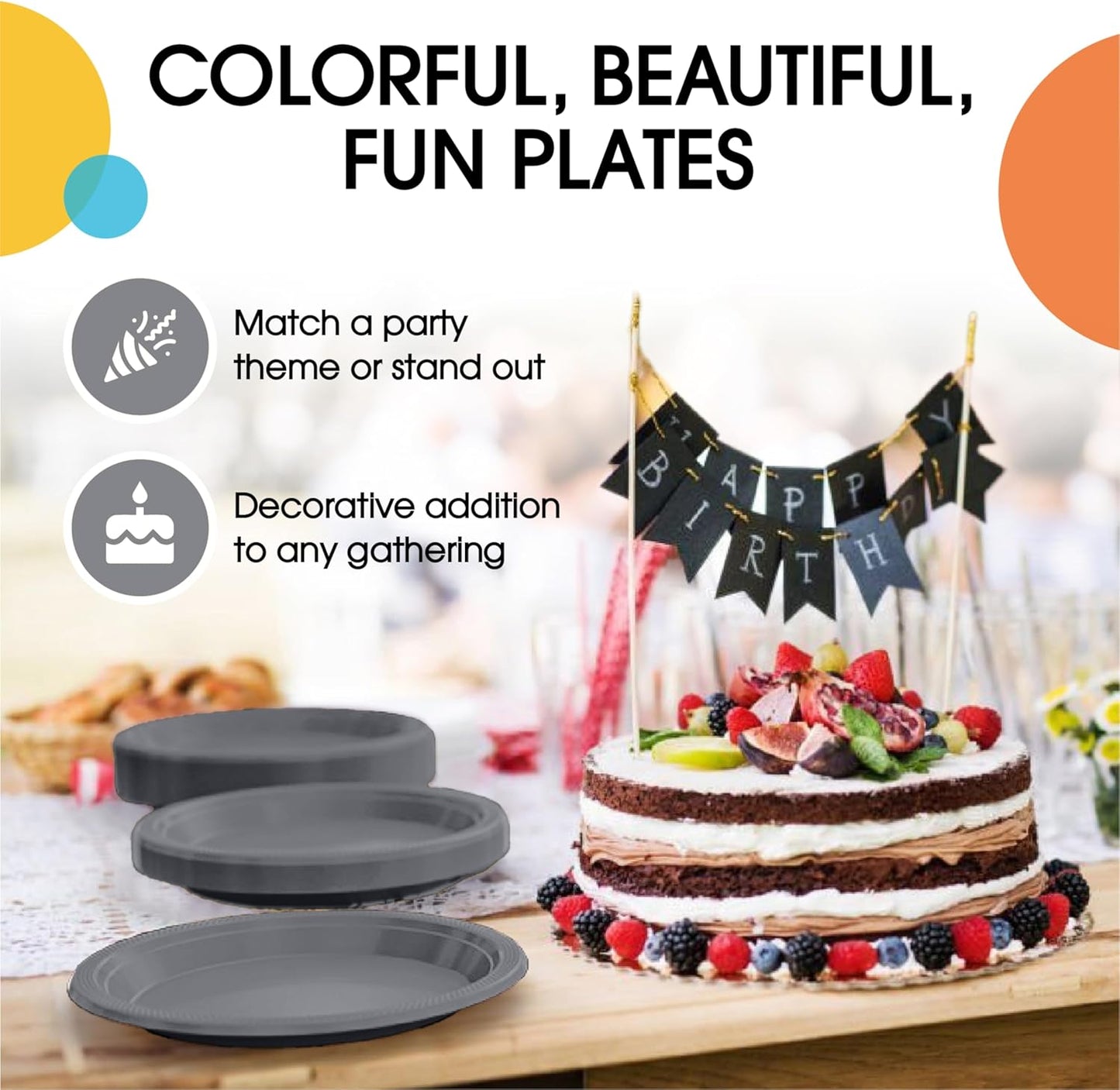 Exquisite Party Solids Silver Plastic Plates For Party Supplies 7" Silver Disposable Plates Heavy Duty 50 Pcs Plastic Dinnerware Sets Heavy Duty 350 GSM Disposable Dinnerware Set