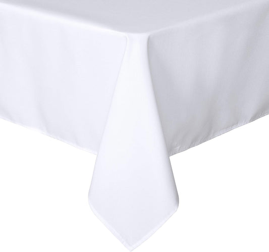sancua Rectangle Tablecloth - 54 x 108 Inch - Stain and Wrinkle Resistant Washable Polyester Table Cloth, Decorative Fabric Table Cover for Dining Tables, Buffet Parties and Camping, White