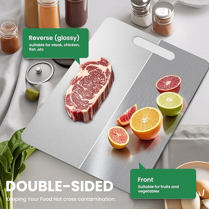 3 Pack Titanium Cutting Boards for Kitchen,100% Pure Titanium, Cutting Edge Hygiene & Durability, Double-sided food-grade Cutting Board For Meats Fruist And Vegetables,Easy to Clean（M+L+XL)