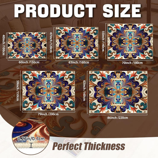 Washable Area Rug, Non-Slip Vintage Hallway Rug Runner with Upgrade Rubber Backing, Stain Resistant Faux Wool Distressed Carpet Runner for Bedroom Living Room Kitchen Laundry Entrance (70" x 55")