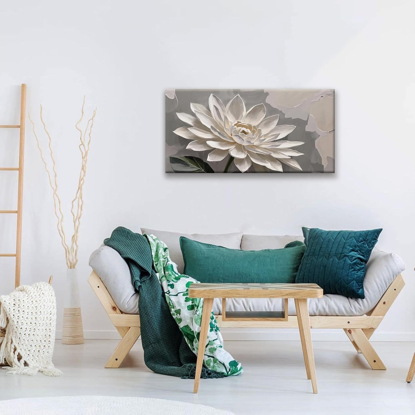 Canvas Art Wall Decor Modern Minimalist Wall Decor Flower Paintings White Flower Wall Art Prints Floral Wall Art Pictures For Bedroom Kitchen Office Artwork 20"×40"