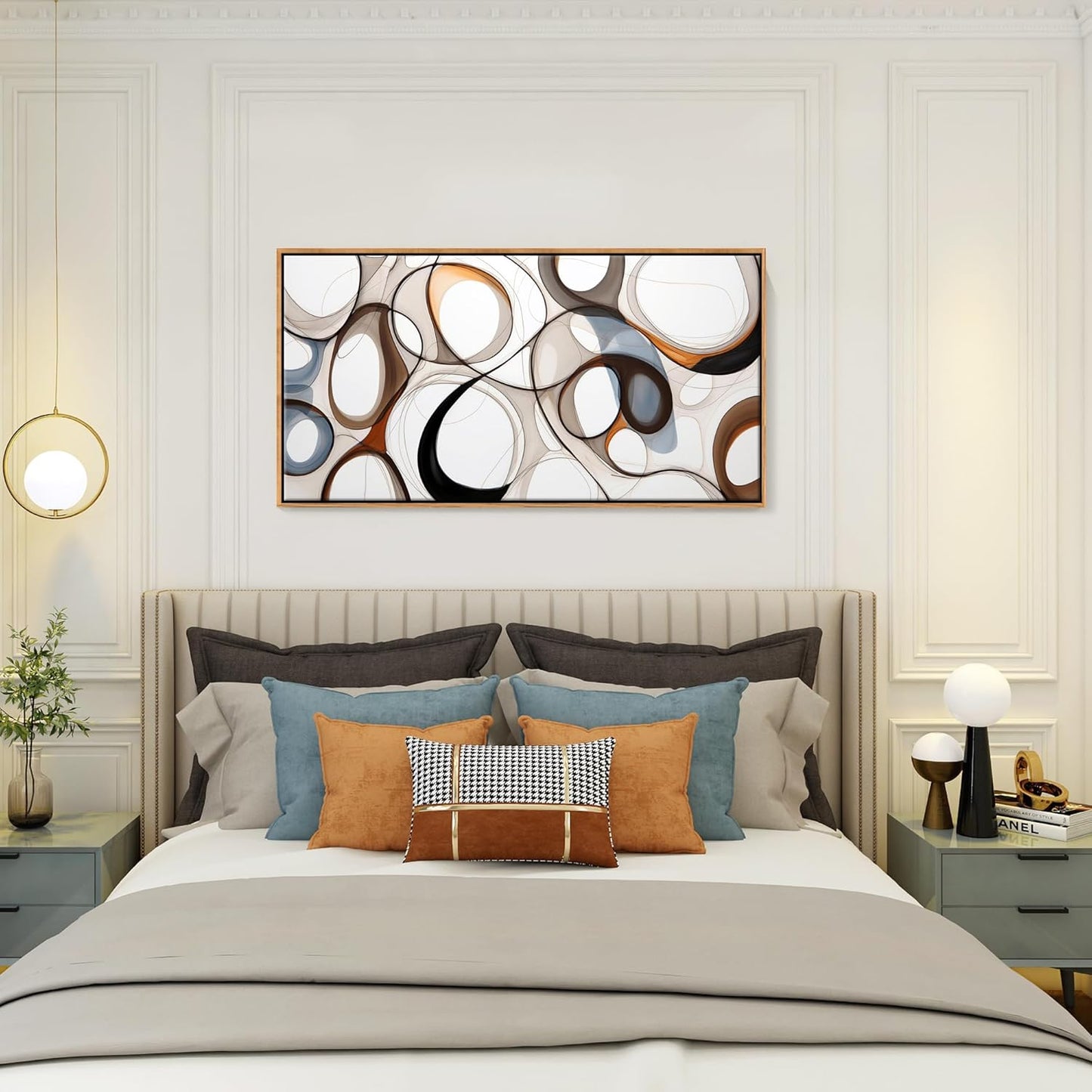 Framed Wall decor for Living Room Brown Abstract Canvas Wall Art - Kitchen & office Wall Art Prints Modern artwork, Wood Frames Decor, Bedroom Decorations 24×48
