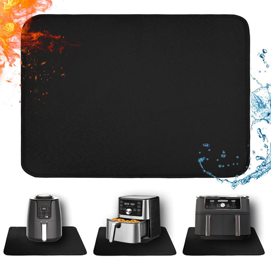 Heat Resistant Mat for Air Fryer, 16 x 20in Heat Resistant Mat for Countertop, Fireproof Silicone Countertop Protector Appliance Slider Mat for Air Fryer, Coffee Maker, Toaster, Oven (Black)