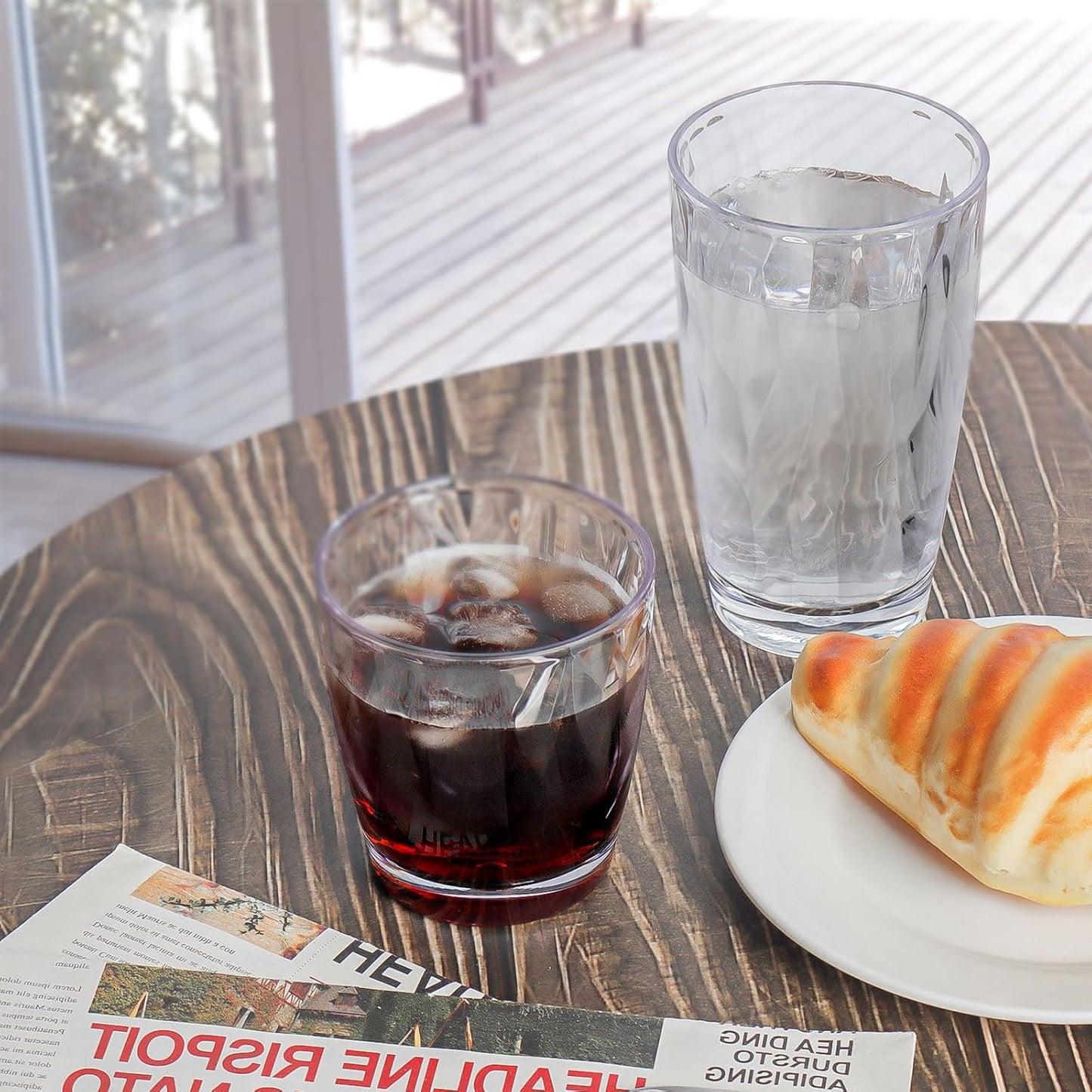 Topsky Reusable Plastic Cups, Shatter Proof Drinking Glasses, Unbreakable Tumblers for Home, Picnic, Party - Dishwasher Safe, Stackable | 10-oz, 16-oz