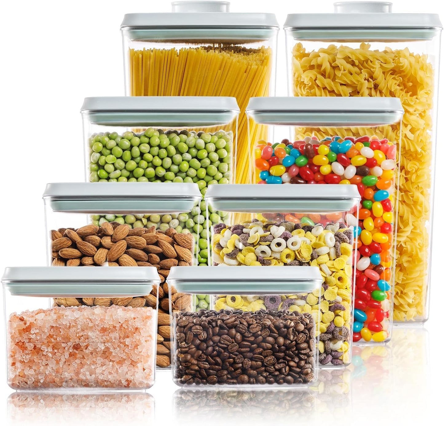 Pop Top Food Storage Containers - 8 Pack BPA-Free Pantry Organizers with Airtight Lids, Food-Grade with Measurement Marks