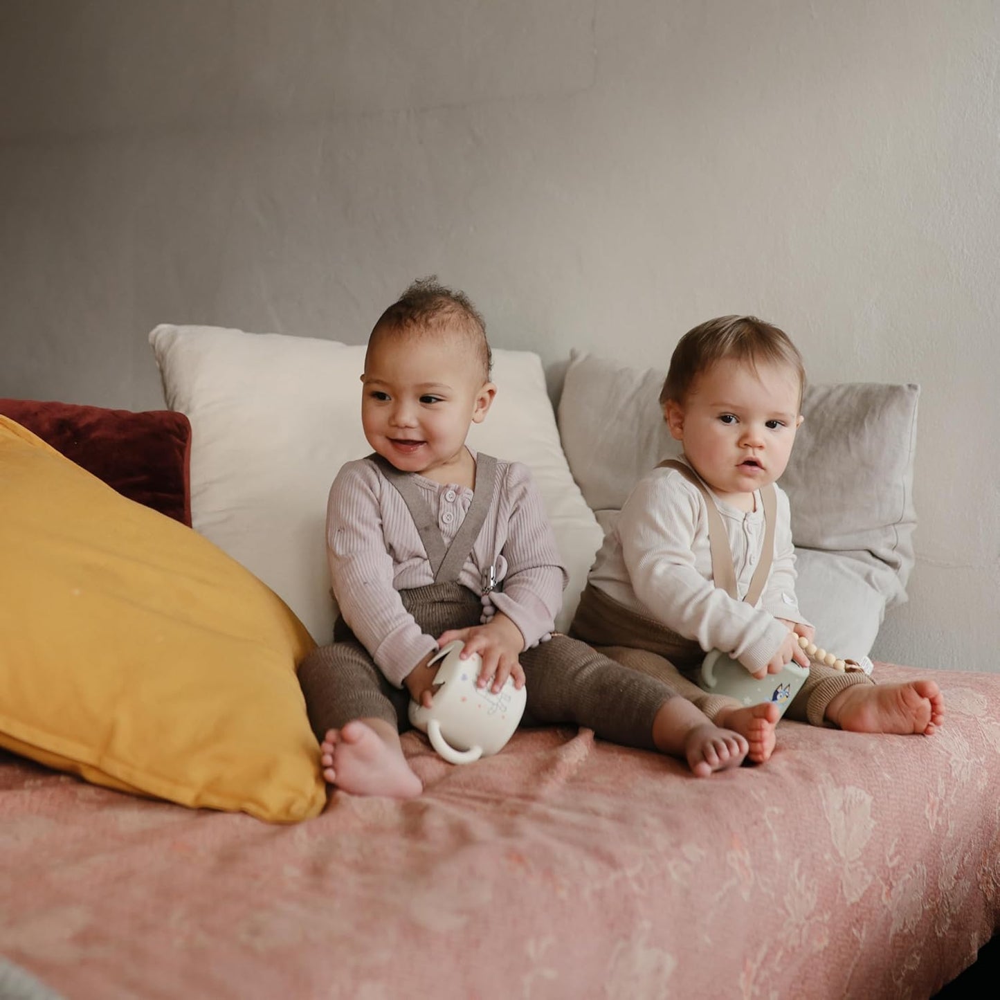 mushie x Bluey Silicone Snack Cup | Spill Proof Food Container for Toddler and Baby (Bluey Ivory)