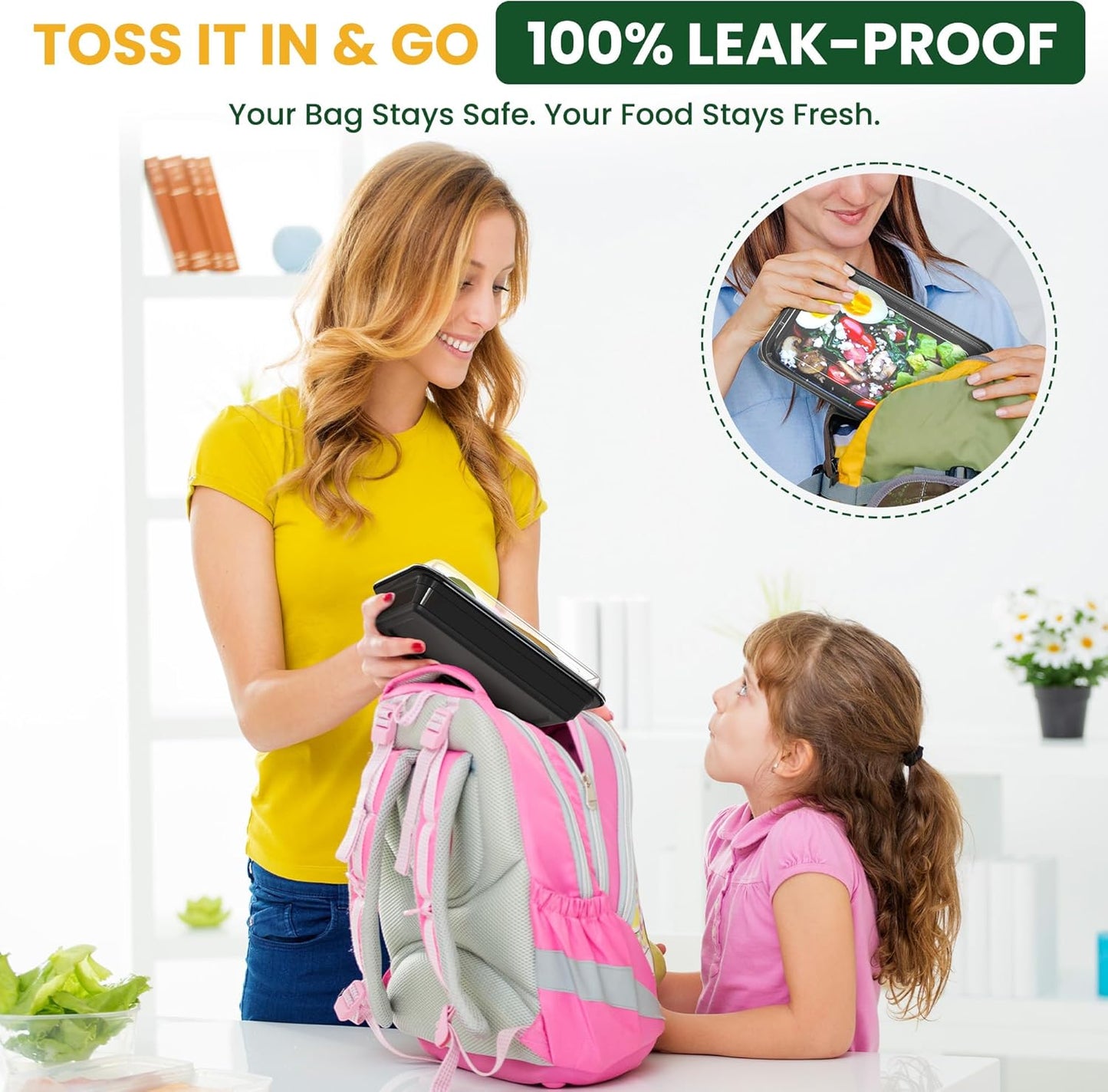 28oz Meal Prep Containers [50-Pack], Reusable Bento Box with Easy-Snap Leakproof Lids - Microwave, Dishwasher & Freezer Safe Food Storage, BPA-Free Plastic Lunch Containers (Black)