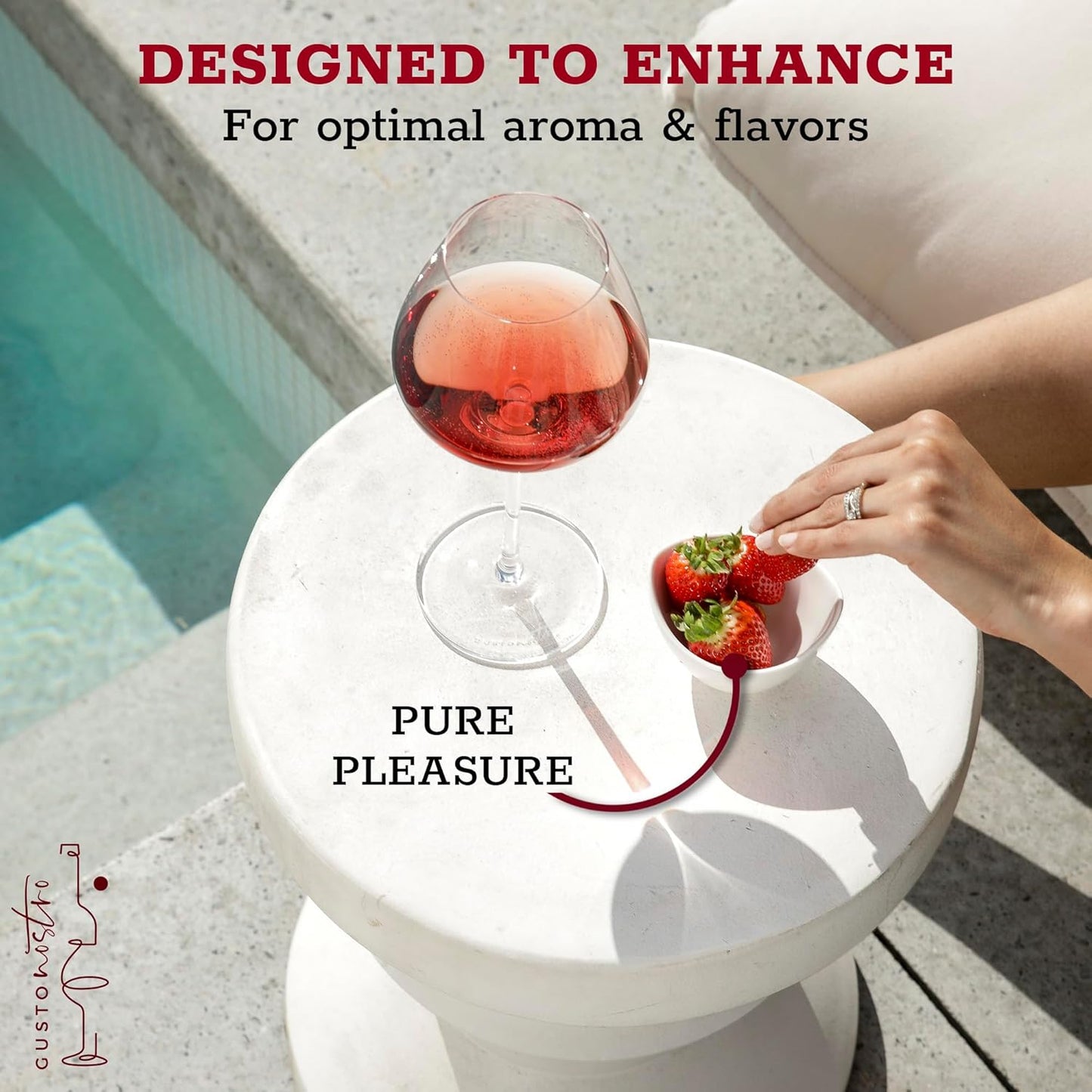 Gusto Nostro Crystal Wine Glasses Set of 2, 22 Oz Long Stem Modern Wine Glasses for White and Red Wine, Dishwasher Safe, Fancy, Elegant, Large and Tall Wine Glass for Wedding Christmas Anniversary