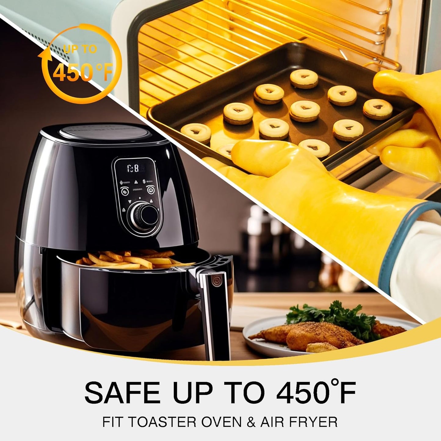 HONGBAKE 2 Pack 9.7X7.5" Toaster Oven Pans for Baking, 57% Thicker Nonstick 1/8 Cookie Sheet Pan Set, Small Baking Tray, Dishwasher Safe and Heavy Duty, Black