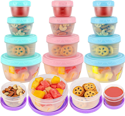 16PCS Food Storage Containers with Lids, Meal Prep Reusable Kids Lunch Containers, Dishwasher Safe & BPA Free Plastic Snack Salad Dressing Containers to go With Leak-Proof Screw-On Top for Lunch