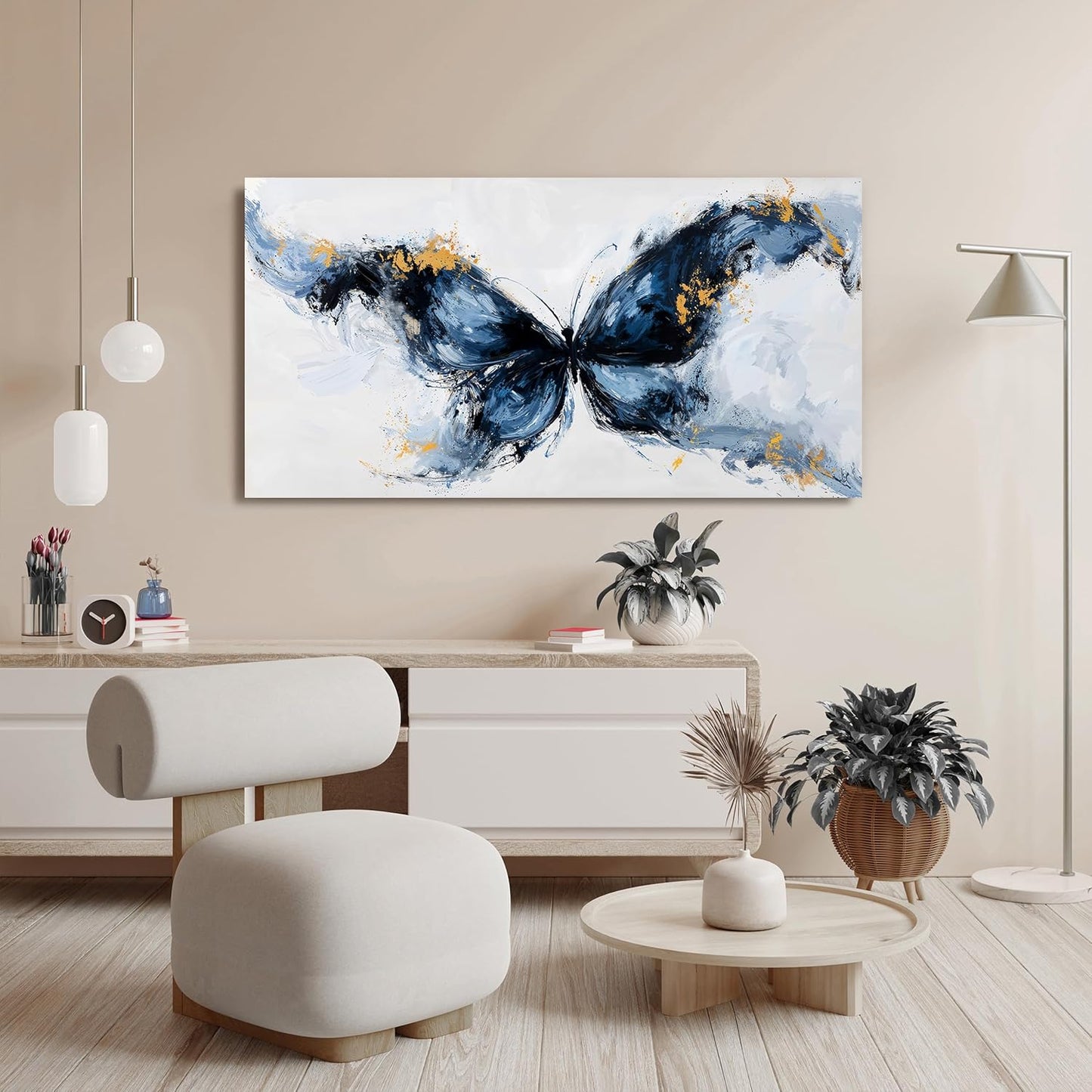Canvas Wall Art Decor Modern Butterfly Wall Art For Living Room Black Abstract Art Abstract Canvas Art Wall Butterfly Artwork For Room Posters Wall Art Office Decor 20"X 40" Artwork For Walls