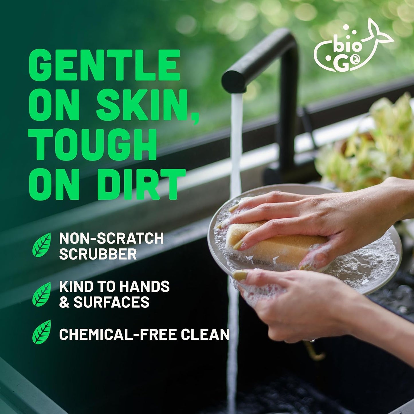 bioGo 12 Pack Natural Biodegradable Kitchen Sponges - Eco-Friendly, Compostable, Cellulose Dish - Compostable - Biodegradable - Cellulose Sponge