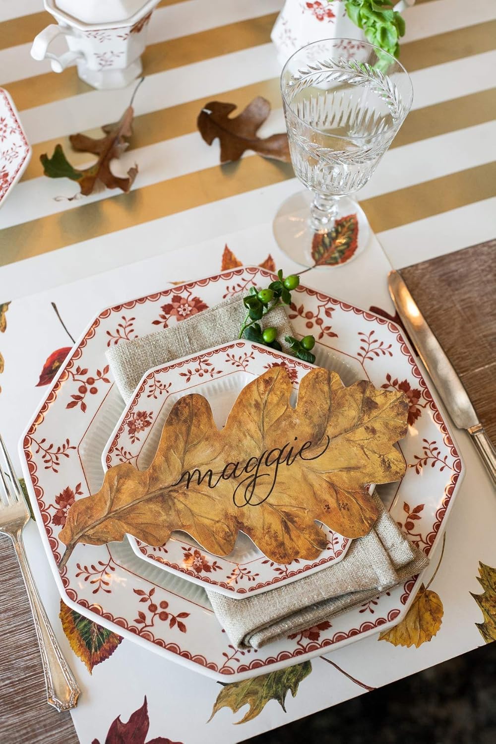 Striped Table Runner - Gold Paper Table Runner for Patries or Weddings - American Made