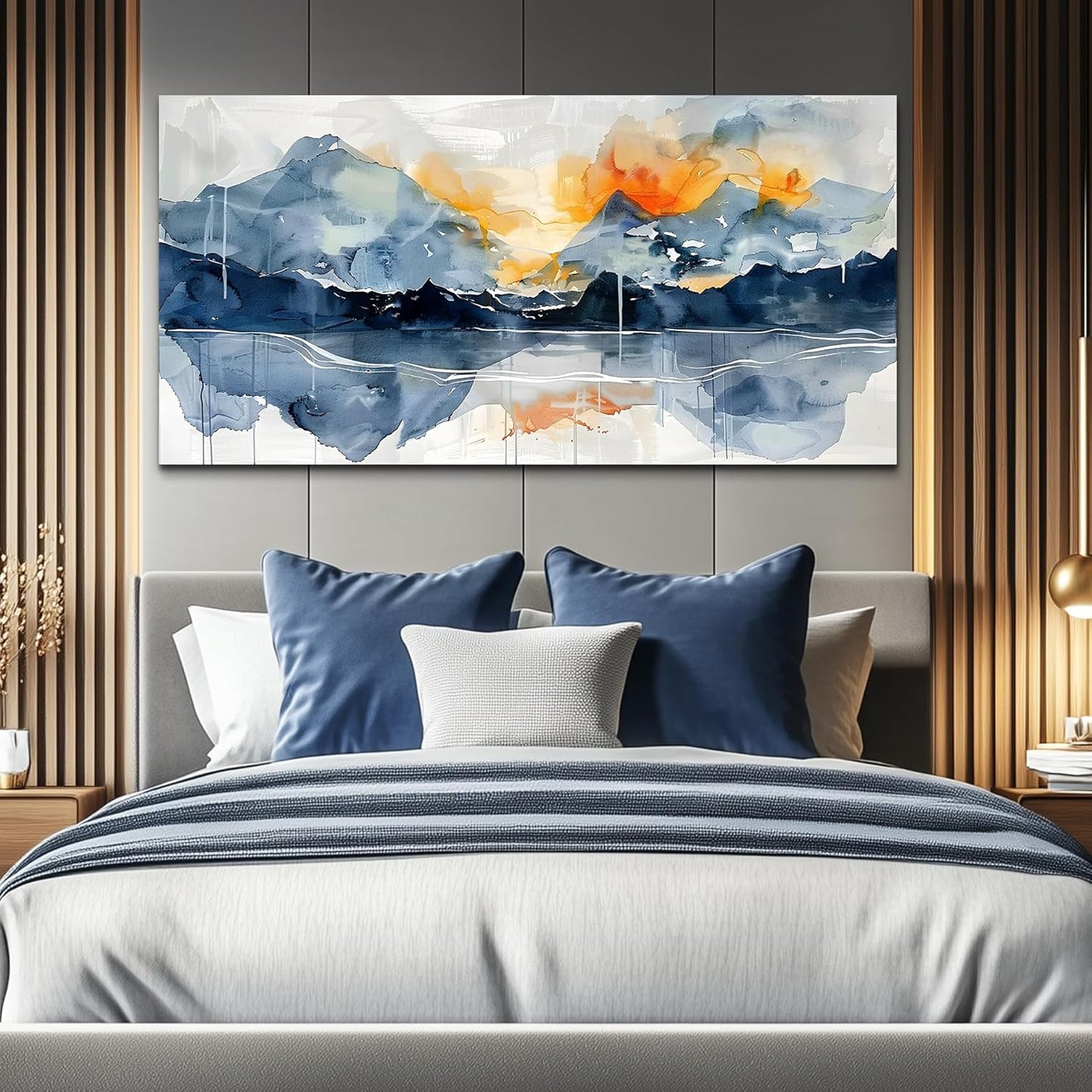 KELIYUAN Large Wall Art For Living Room Canvas Wall Decor For Bedroom Office Decoration Abstract Watercolour Wall Pictures Artwork Mountain Landscapes Paintings Modern Home Decor Hang Easy 60"X30"