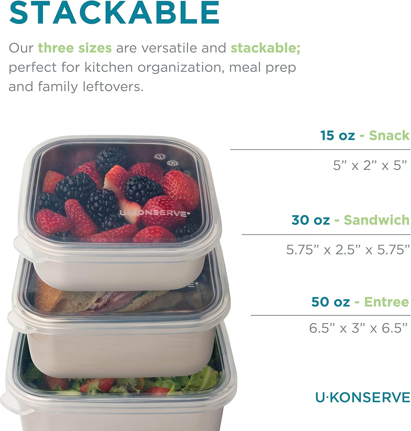 U Konserve Stainless Steel Food Storage Bento Box Container, Leak Proof Silicone Lid Dishwasher Safe - Plastic Free (30oz Blue)