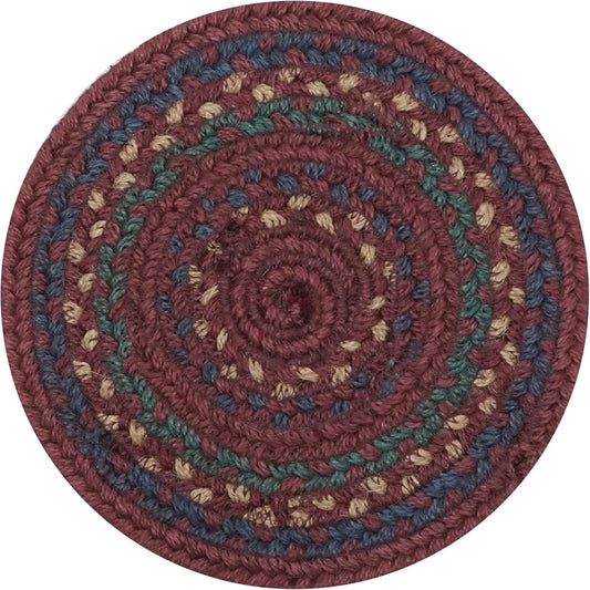 Jamestown Jute Braided Trivets for Table, Warm Country Decor, Set of 3, Burgundy 8" Round Heat Resistant Mats - Rich Colors, Easy to Clean, Durable and Protects Furniture