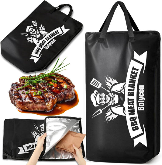 Upgraded BBQ Blanket for Resting Meat,Smoker Accessories Brisket Blanket, Insulated Meat Resting Bag with Wide Mouth for Steaks/Pork Shoulders/Turkeys, BBQ Accessories Grilling Gifts for Men (23inch)