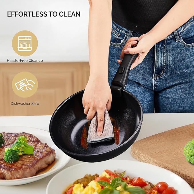 Bonnlo 23 PCS Non-Stick Cookware Set, Aluminum Pots and Pans Set with Removable & Detachable Handles, Induction RV Kitchen Cook Set, Microwave Safe, PFAS PFOA & PFOS Free, for Gift