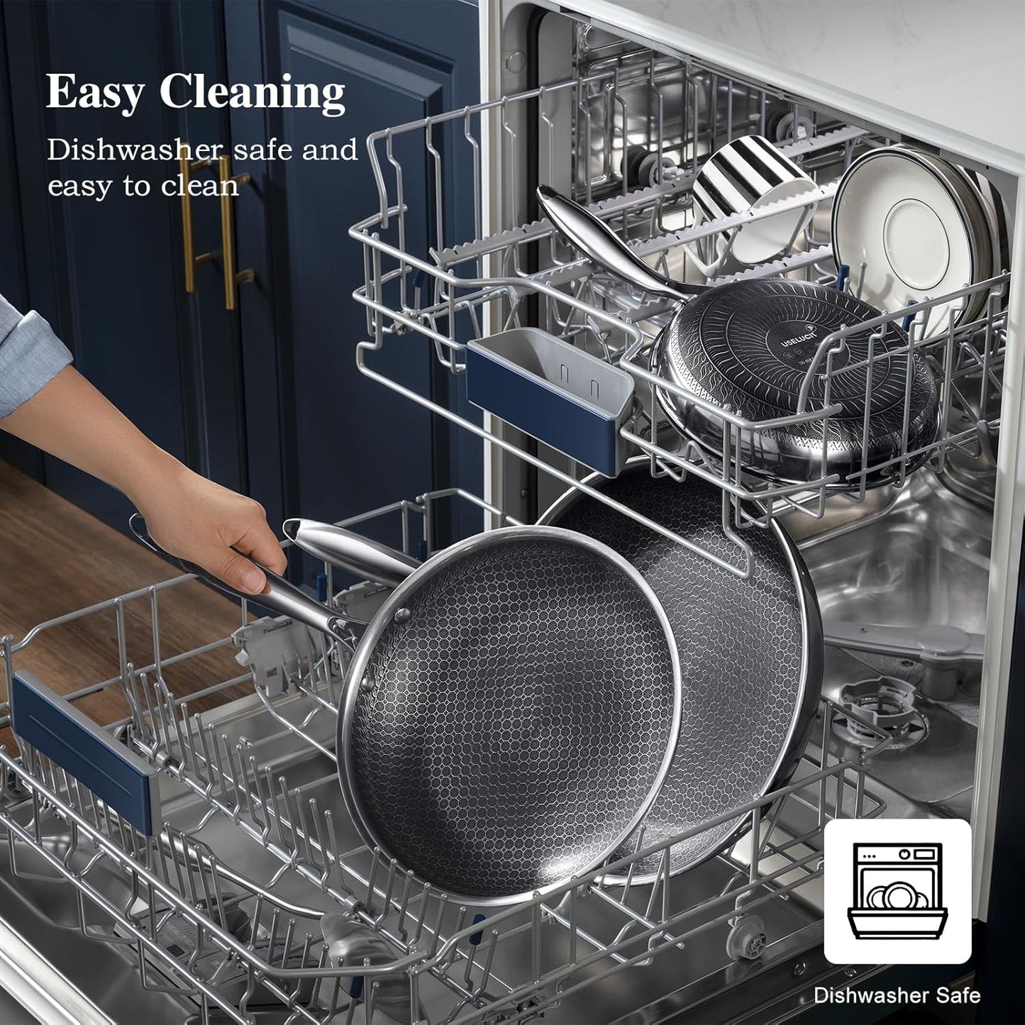 Hybrid Nonstick 6-Piece Pot Set with 2 Silicone Trivets, 1.5 QT Sauce Pan, 2 and 5.2 QT Stock Pot with Glass Lids, Stay-Cool Handles, Dishwasher-Friendly,Compatible All Cooktops