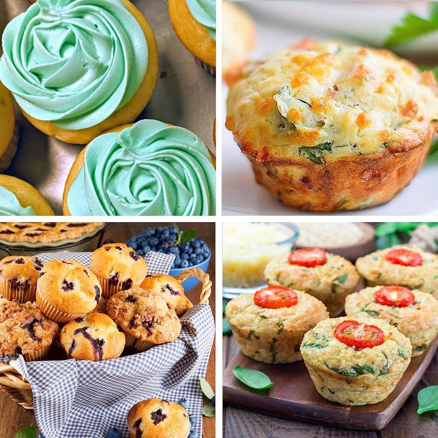 JEWOSTER 12 Cups Silicone Muffin Pan 2 Pack - Cupcake Pan Nonstick Silicone Molds Great for Making Muffin Cakes,Bread, Tart - BPA Free Baking Accessory