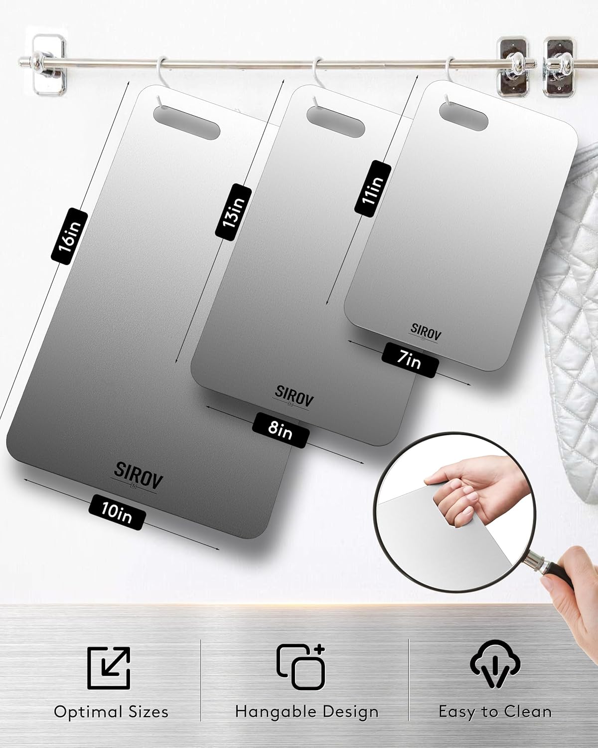 Titanium Cutting Board, 100% Pure Titanium Cutting Boards For Kitchen, Best Non Toxic titanium chopping board, Dishwasher safe, Hygiene and Durability for Meat, Fruit, and Vegetables (12.5L*8W)