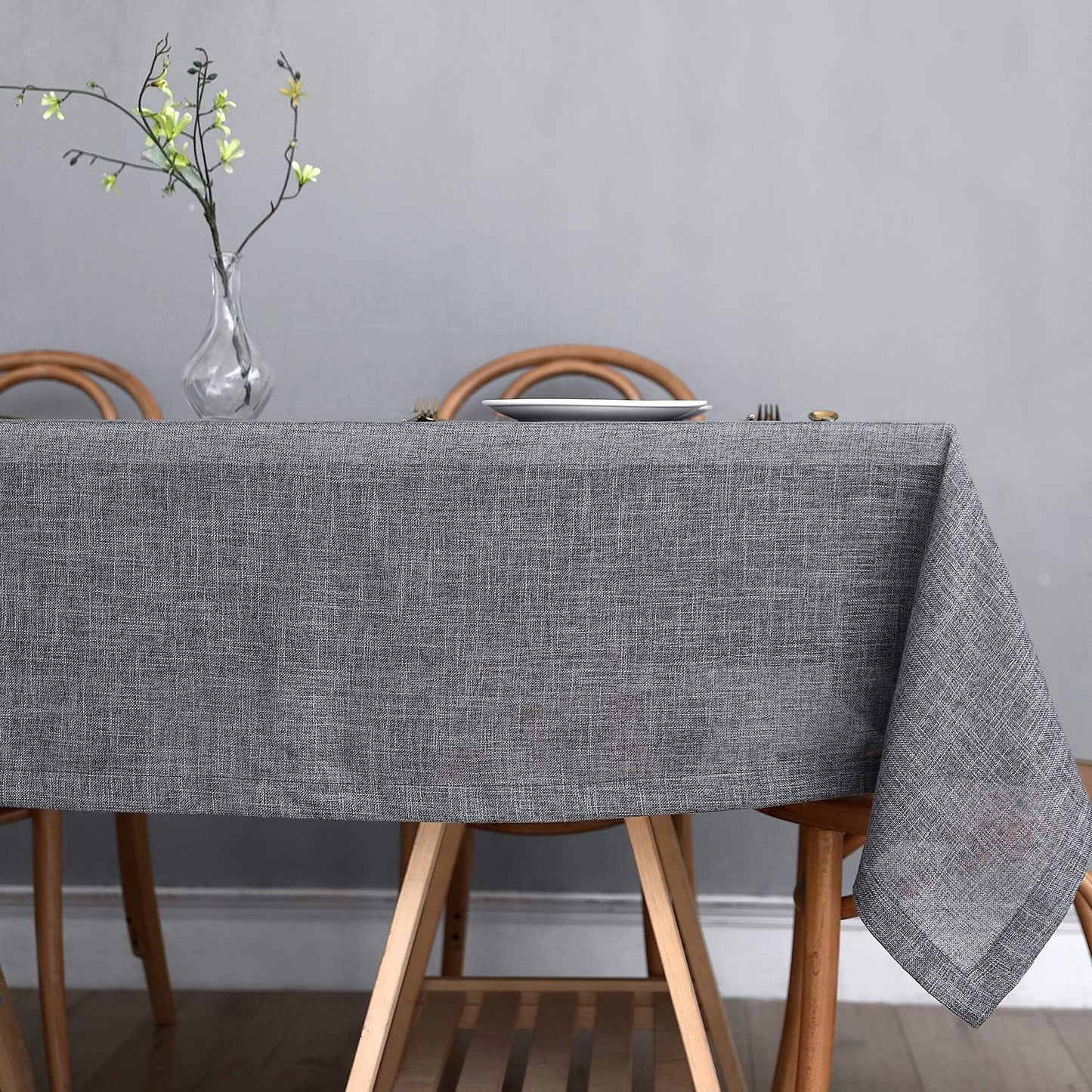 maxmill Flaxy Faux Linen Tablecloth with 2-Tone Slubby Yarn Texture Wrinkle Resistant Anti-Shrink Soft Table Cloth for Kitchen Dining Restaurant Tabletop Rectangle 60 x 120 Inch Charcoal