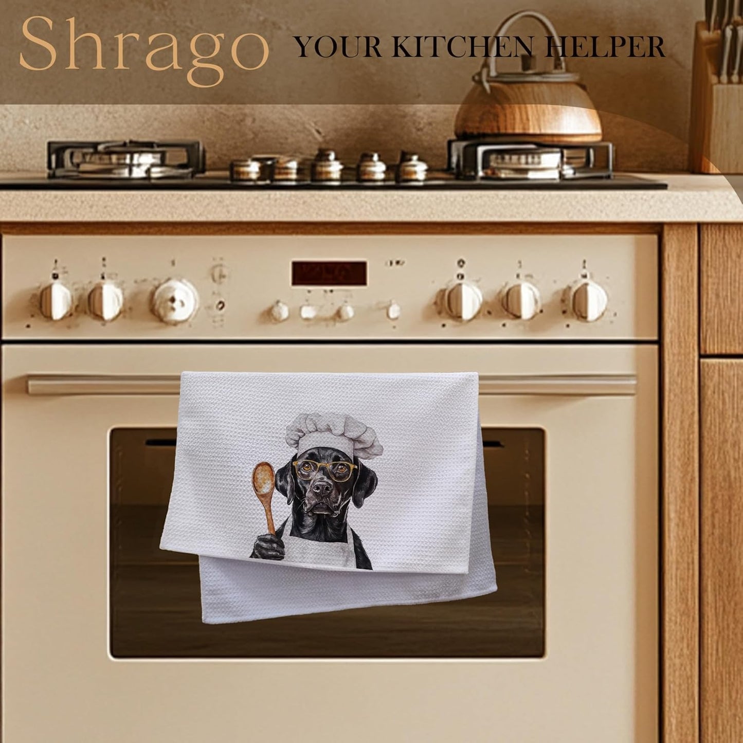 Funny Black Labrador Retriever Kitchen Towels, Black Lab Gifts for Women Men Dish Tea Towels for Kitchen, Gifts for Labrador Dog Lovers Decorative Hand Towels, 16x24 Inch