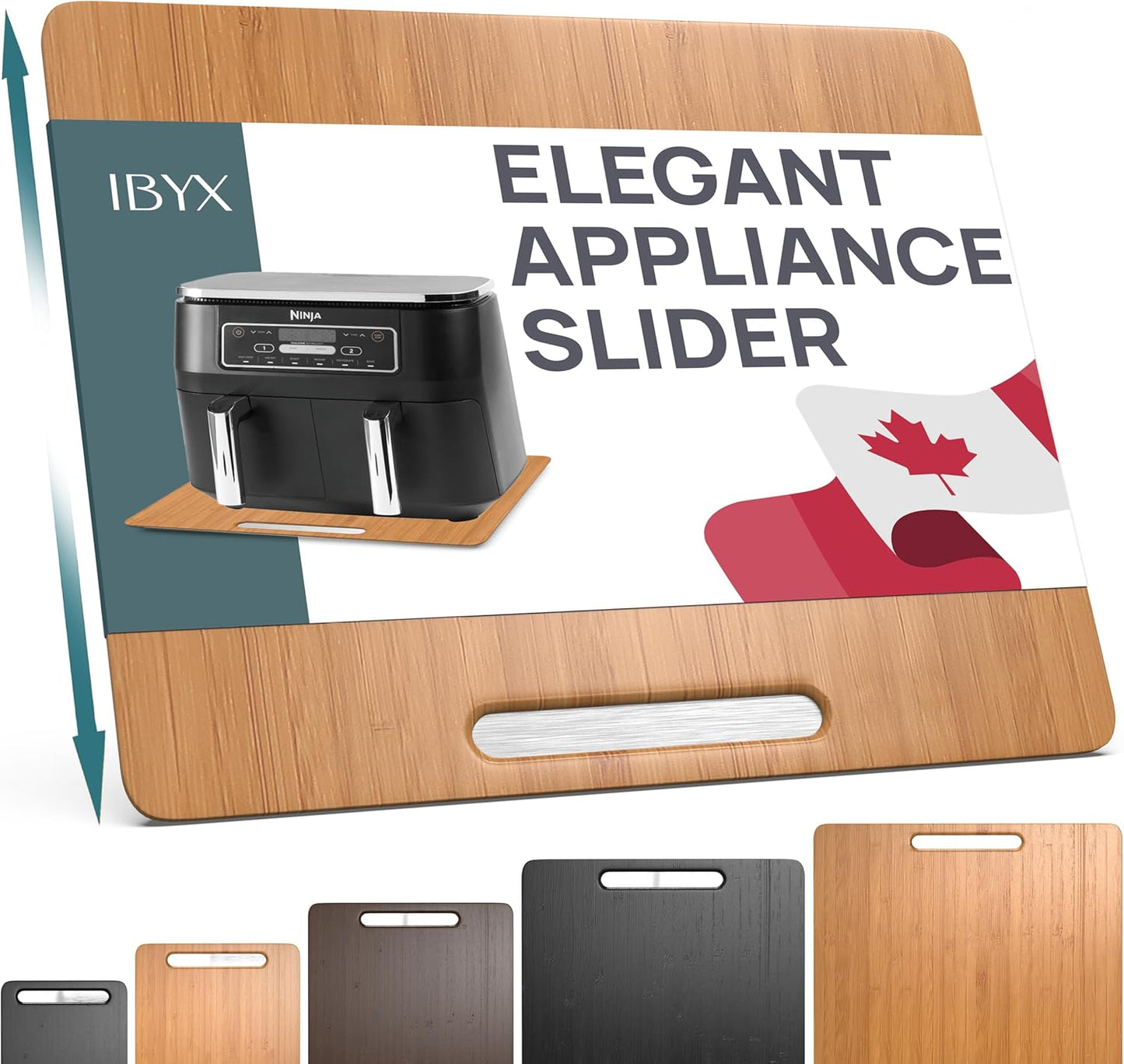 Ibyx Elegant Sliding Tray for Your Coffee Maker & Heavy Kitchen Appliances - Sturdy, Slides Easily from Under The Cabinet (Natural, 16" W x 13" D)