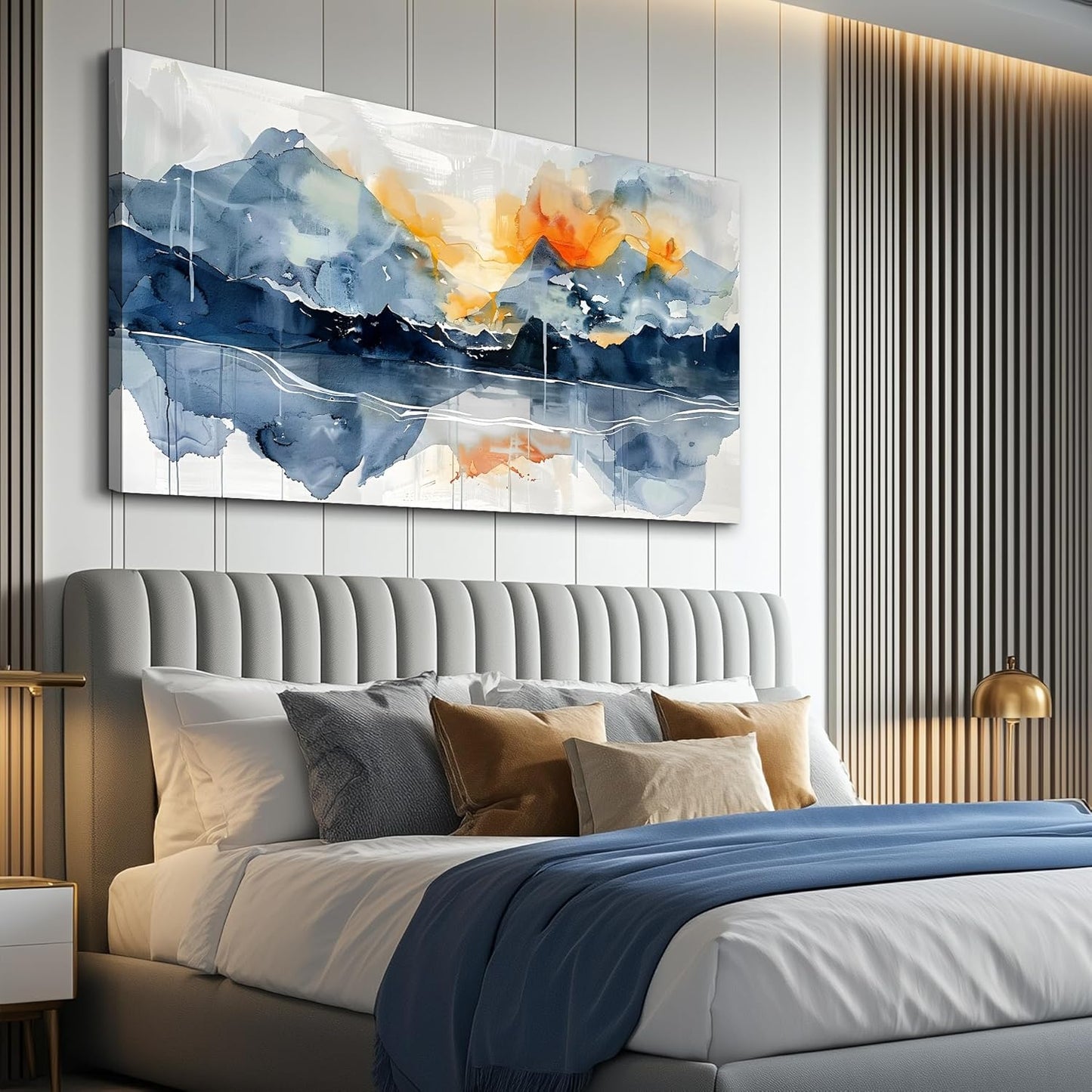KELIYUAN Large Wall Decor For Bedroom Canvas Wall Art For Living Room Office Decoration Mountain Landscapes Wall Paintings Abstract Watercolour Pictures Artwork Modern Home Decor Ready To Hang