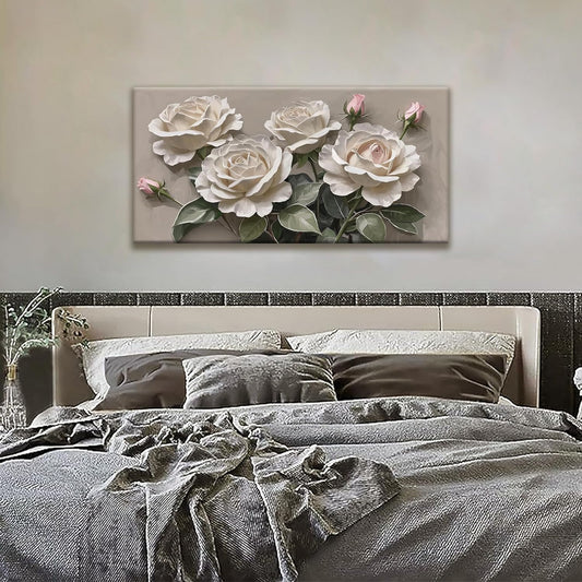 Canvas Art Wall Decor Modern Minimalist Home Wall Decor Flower Paintings White Wall Art Prints Pink White Floral Wall Art Pictures For Bedroom Kitchen Office Artwork 20"×40"