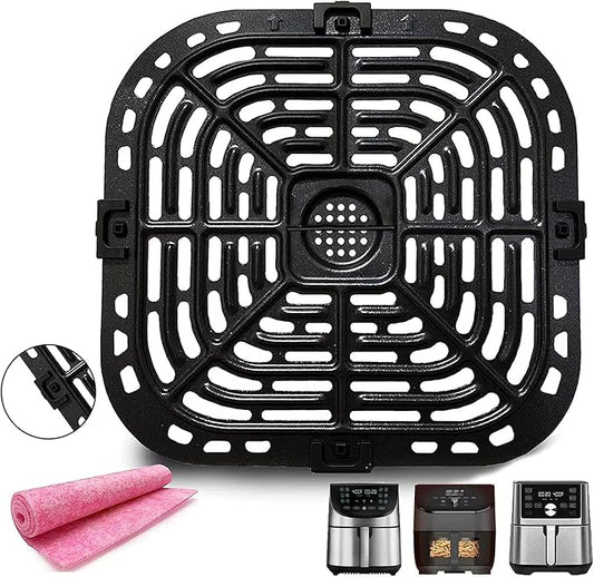 Air Fryer Grill Pan for Instants Vortex Plus 6QT Air Fryers, Upgraded Air Fryer Grill Crisper Plate Tray with Rubber Bumpers for Instants Vortex 5.7QT, 6QT Air Fryer, Nonstick, Dishwasher Safe