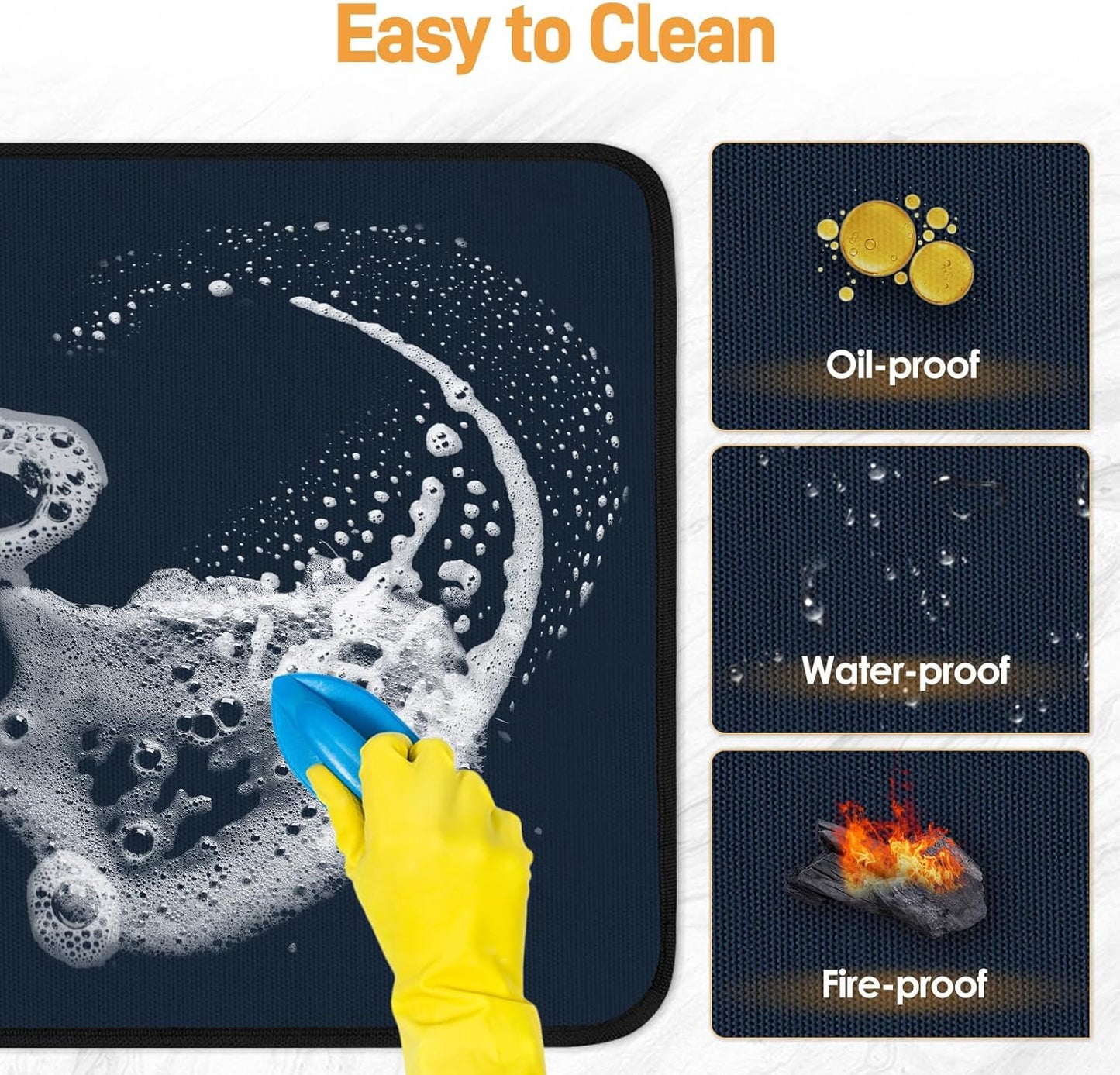 Heat Resistant Mats for Countertop - Fireproof 15x18 in Heat Resistant Mats for Air Fryer - Kitchen Countertop Protector for Air Fryer, Coffee Maker, Stand Mixer, Toaster, Oven 2PCS - Blue