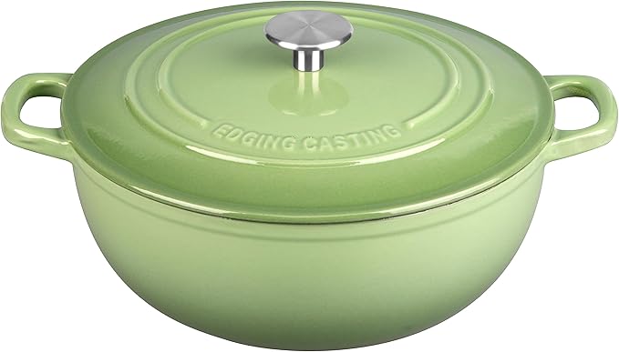 Enameled Cast Iron Dutch Oven Pot with Lid for Sourdough Bread Baking, Bread Dutch Ovens, Cooking Pots, 5 Quart, Pistachio Green