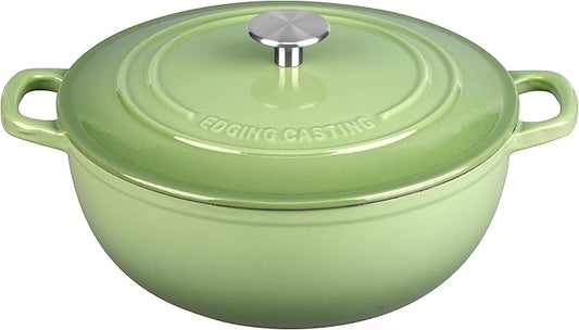 Enameled Cast Iron Dutch Oven Pot with Lid for Sourdough Bread Baking, Bread Dutch Ovens, Cooking Pots, 5 Quart, Pistachio Green