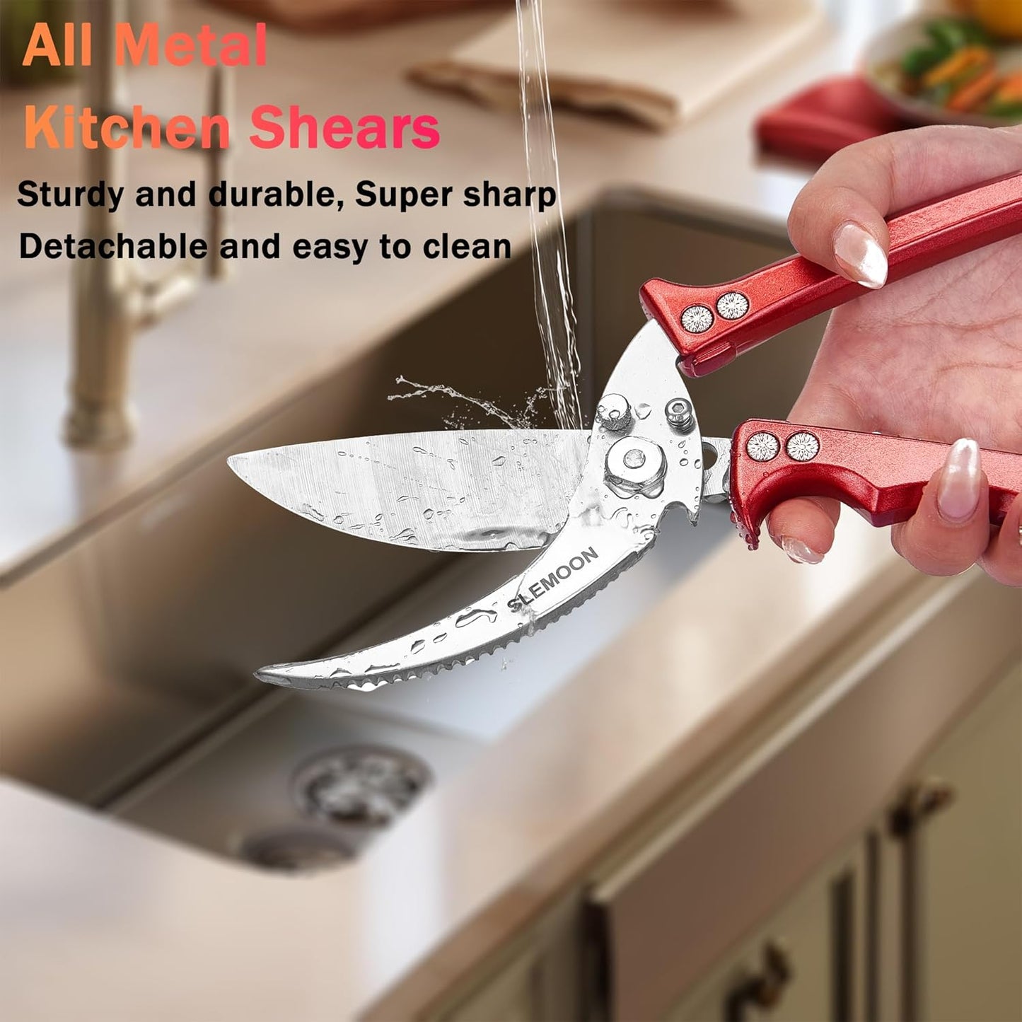 Heavy Duty Poultry Shears Meat Cutting Dishwasher Safe and Food Stainless Kitchen Shears Kitchen Scissors for Chicken Turkey Thanksgiving,Gift Box,burgundy