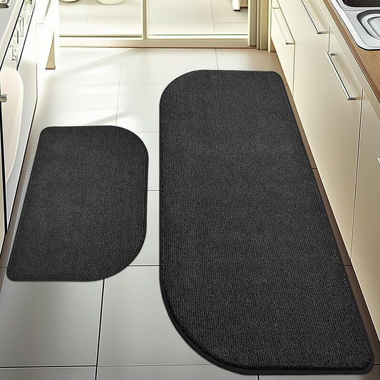 Washable Kitchen Rugs Set of 2 (24" x 35.5" + 24" x 59"), Non Slip Kitchen Mats for Floor, Absorbent Indoor Entryway Runner Rugs for Laundry, Bathroom, Door, Bedroom (Roll Packing)